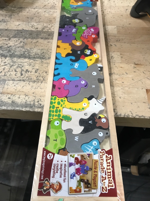 Photo 2 of BeginAgain Animal Parade A to Z Puzzle and Playset - Educational Wooden Alphabet Puzzle - 2 and Up