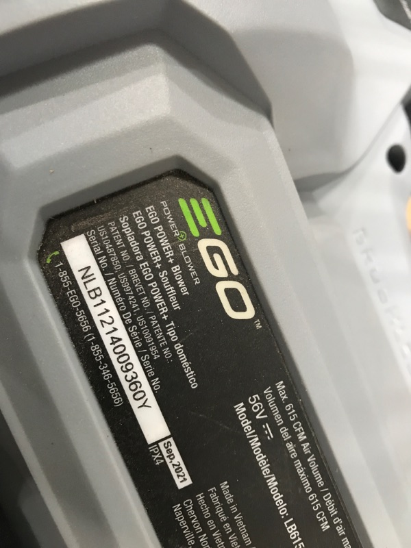 Photo 3 of **missing battery** EGO Power+ LB6151 615 CFM Variable-Speed 56-Volt Lithium-ion Cordless Leaf Blower with 2.5Ah Battery and Charger, black 615 CFM Blower Kit w/ 2.5 Ah Battery