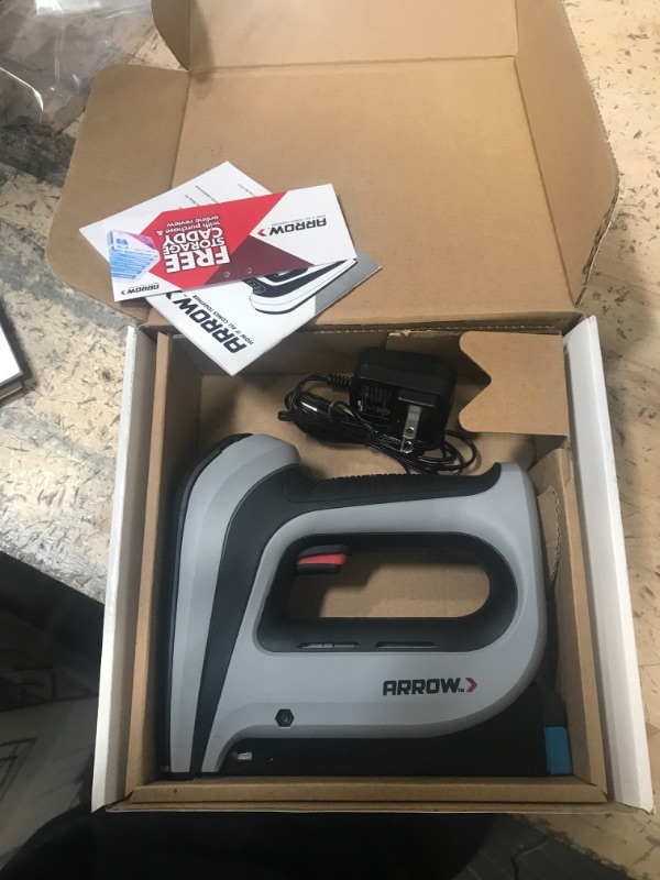 Photo 1 of Arrow Fastener Cordless 16 Ga. 3/8 in. Staple Gun Gray