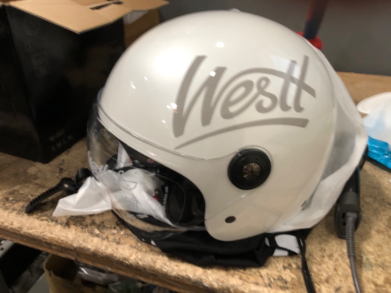 Photo 2 of Westt Classic – Vintage Open Face Motorcycle and Scooter Helmet for Men and Women – Lightweight, Compact, DOT Approved - White, Size M (21.65-22.04 in)