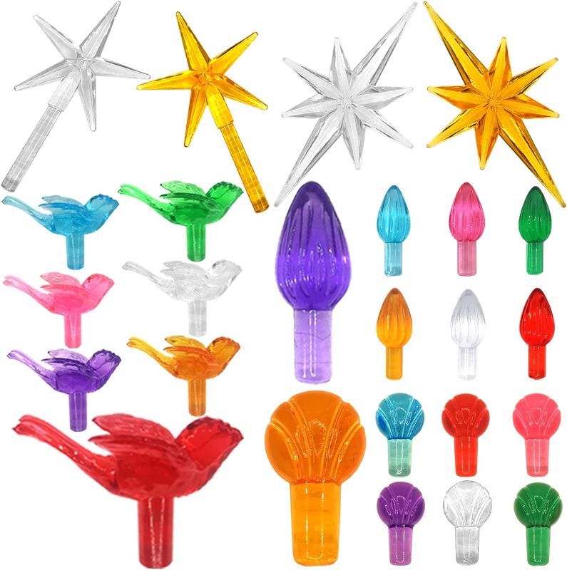 Photo 1 of 130Pcs Ceramic Christmas Tree Medium Replacement Lights Bulbs/Tree Pegs Decoration Accessories - Twist/Bird/Round Earth & 4Pcs Modern Star (Pentagram and Heptagram)