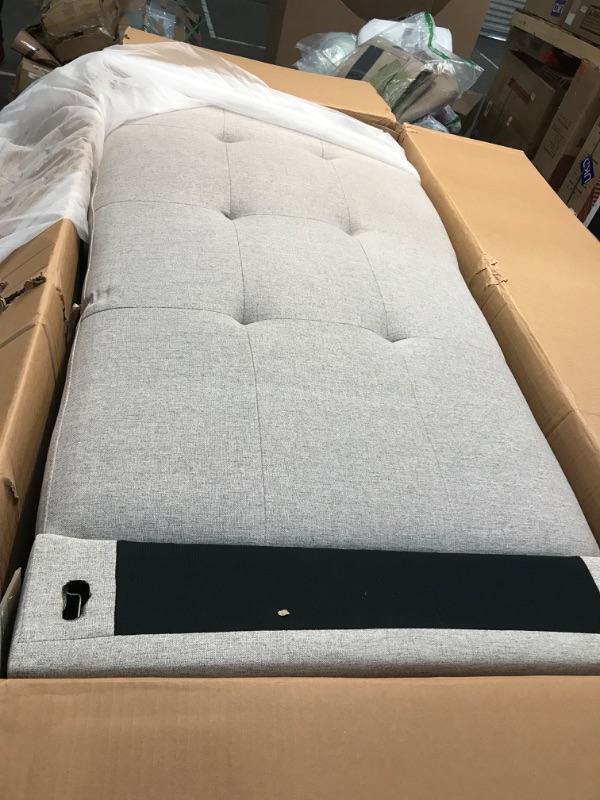 Photo 2 of **BOX 2 OF 3 ONLY**Lilola Home Linen Reversible Sleeper Sectional Sofa with Storage Chaise, Light Gray
