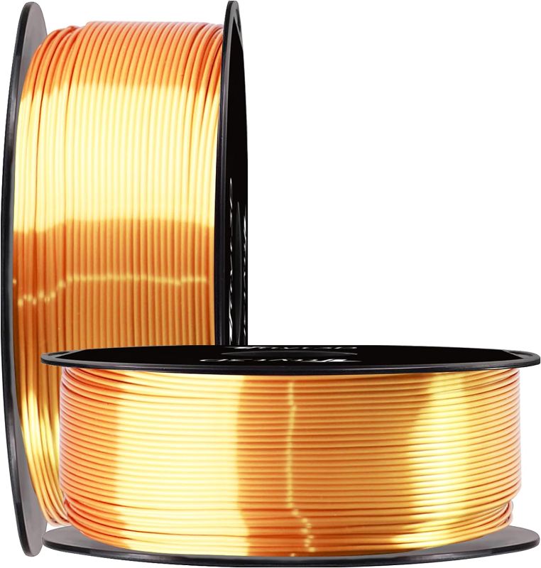 Photo 1 of Silk PLA 3D Printer Filament, Dimensional Accuracy +/- 0.03 mm, 1 kg Spool(2.2lbs), PLA Shiny Filament 1.75 mm (GOLD)