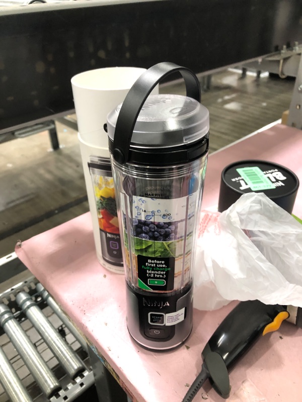 Photo 2 of **Missing charger** Ninja BC151BK Blast Portable Blender, Cordless, 18oz. Vessel, Personal Blender-for Shakes & Smoothies, BPA Free, Leakproof-Lid & Sip Spout, USB-C Rechargeable, Dishwasher Safe Parts, Black