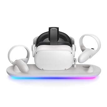 Photo 1 of KIWI design RGB Charging Dock for Meta Oculus Quest 2, Meta Officially Co-Branded Charging Station Simultaneously Touch Controllers Charging