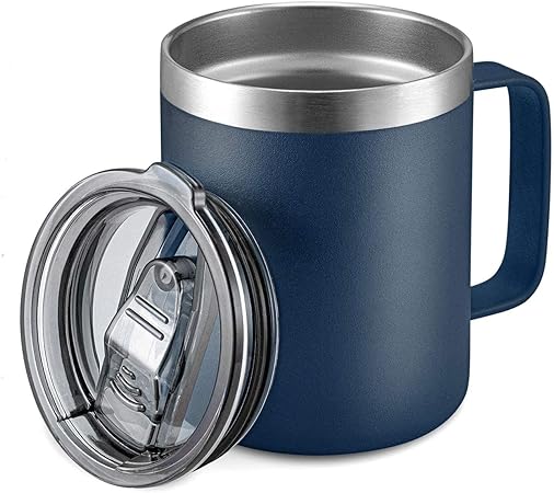 Photo 1 of ALOUFEA 12oz Stainless Steel Insulated Coffee Mug with Handle, Double Wall Vacuum Travel Mug, Tumbler Cup with Sliding Lid, Navy