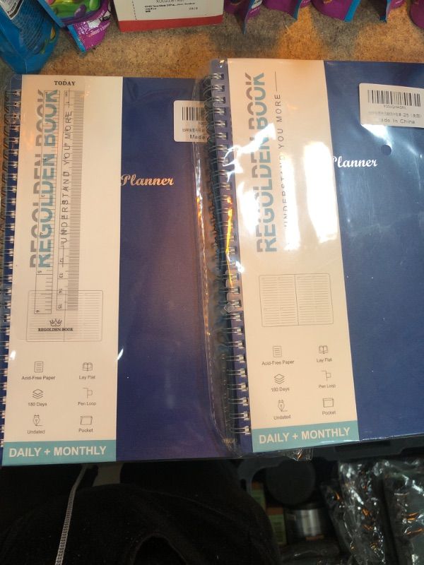 Photo 2 of BRAND NEW 2 PACK Weekly Schedule Planner Undated with Year Weekly Monthly, Regolden-Book Hourly Appointment Book Academic Planner, 53 Weeks,12 Month Journal Notebook Productivity with Twin-Wire Binding Flexible Cover Blue A5
