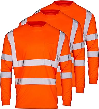 Photo 1 of BRAND NEW 3PACK SIZE MEDIUM SuNi Apparel High Visibility Shirts for Men - Long Sleeve Construction Hi Vis Reflective Safety Shirts for Men Yellow Orange