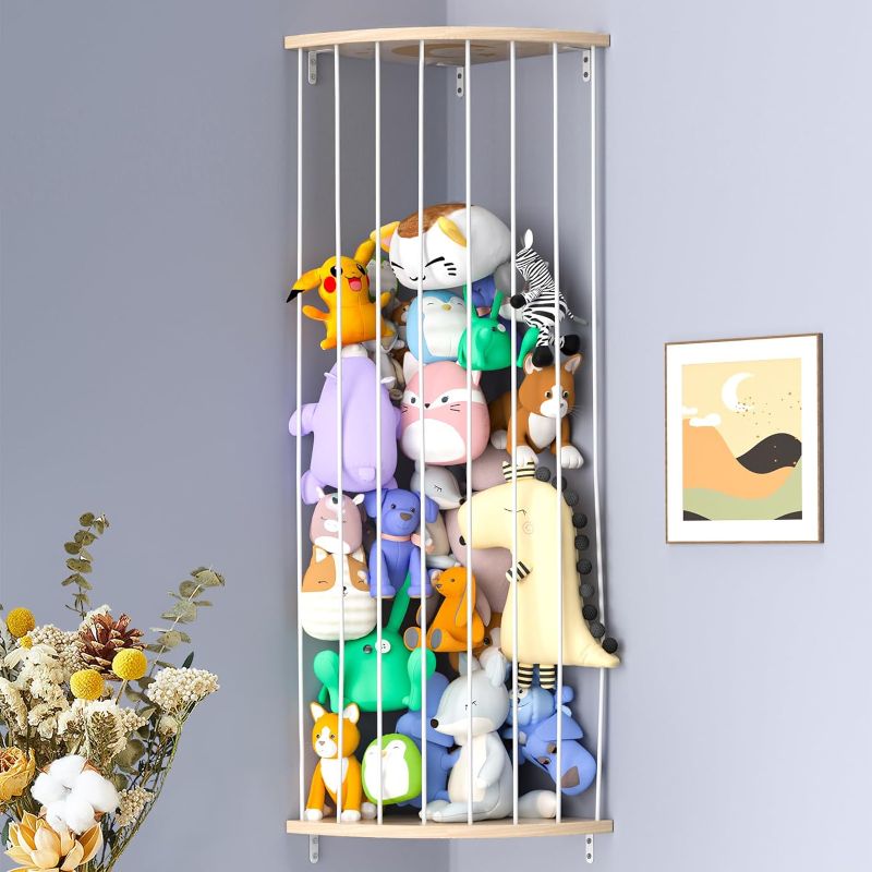 Photo 1 of **STOCK PHOTO MAY NOT BE EXACT ** Zayysoha Stuffed Animal Storage Wood Soft Toy Shelf with Adjustable Length Large Corner Plush Toys Holder Nursery Hanging Organizer with Moon Zoo Pattern for Nursery PlayRoom Bedroom KidRoom 