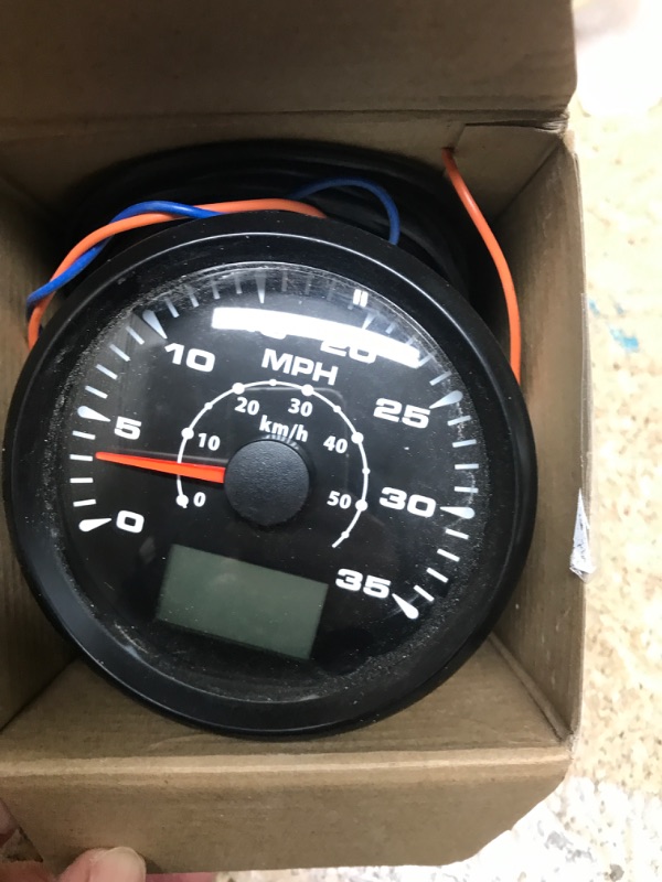 Photo 2 of ELING ATV Car Boat GPS Speedometer Velometer 0-35MPH 0-55KM/H Odometer Gauge Kit with ODO Course Tripmeter 85mm 3 3/8" 12V 24V