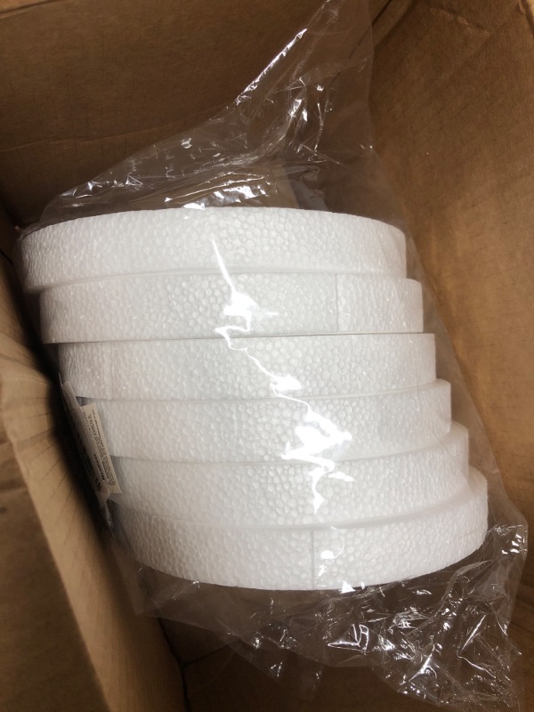 Photo 1 of 6 Pack Round Foam Circles for Crafts, White Discs for DIY Projects, Art (8 x 8 x 1 In)