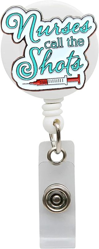 Photo 1 of 3pk Nurses Call The Shots Badge Reel - ID Holder for Hospitals Doctors and Office Staff | Show Your Strength (Metal Nurses Call)
