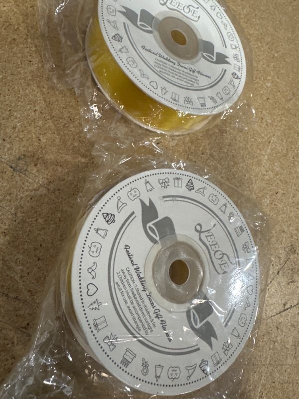 Photo 1 of 2pk  Double Face Maize Yellow Satin Ribbon 7/8 inch X 25 Yards Polyester Maize Yellow Ribbon for Gift Wrapping Very Suitable for Weddings Party Invitation Decorations and More Maize Yellow 7/8" X 25 Yards