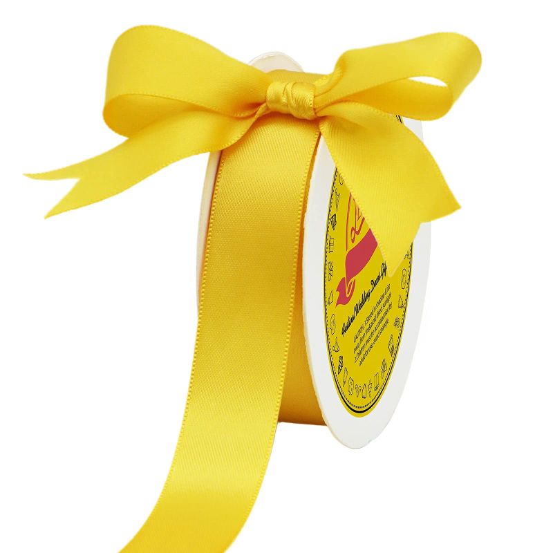 Photo 1 of 2pk  Double Face Maize Yellow Satin Ribbon 7/8 inch X 25 Yards Polyester Maize Yellow Ribbon for Gift Wrapping Very Suitable for Weddings Party Invitation Decorations and More Maize Yellow 7/8" X 25 Yards