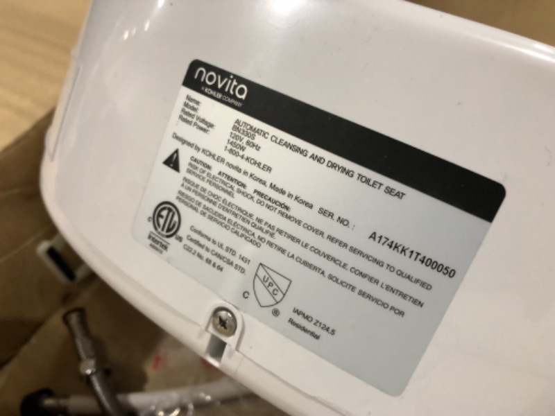 Photo 4 of (READ NOTES) KOHLER BN330S-N0 Novita Electric Bidet Toliet Seat, Round Heated Bidet Warm Water Bidet with Dryer, Bidets for Existing Toilets, White
