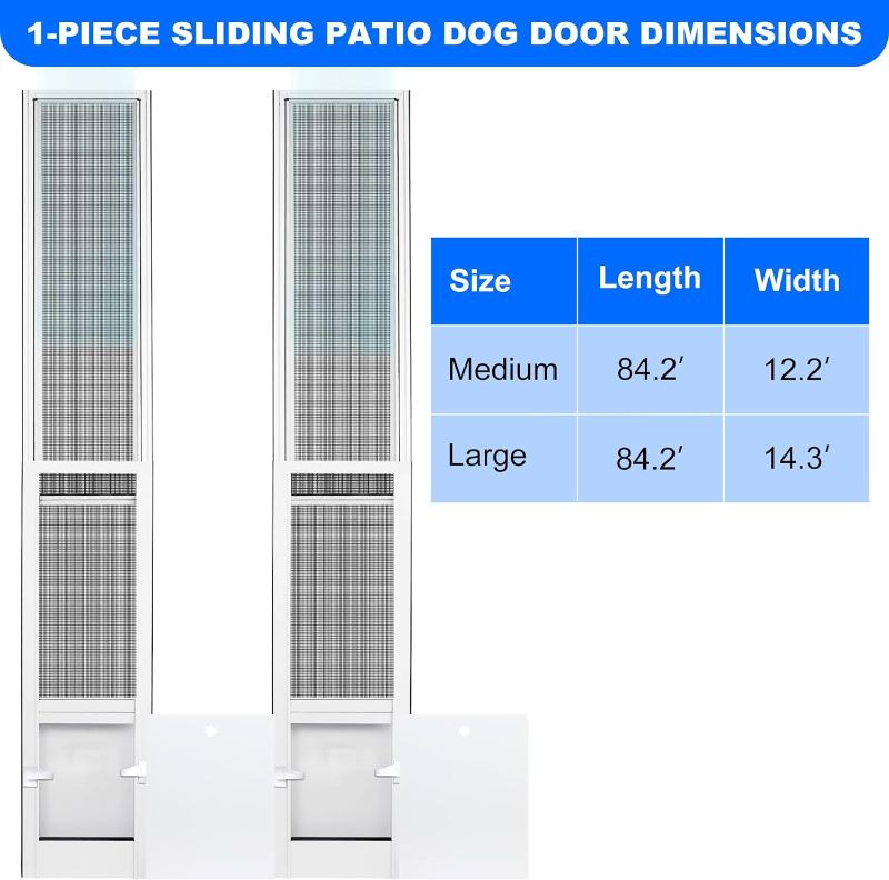 Photo 3 of (READ NOTES) BulEsiane Dog Door for Sliding Glass Door, Patio Pet Door for Dogs & Cats, Doggie Door Insert with Magnetic Closing Latch Plate,UV Resistant Screen, No-Cut Install, Great for Renters and Seasonal Inst Medium