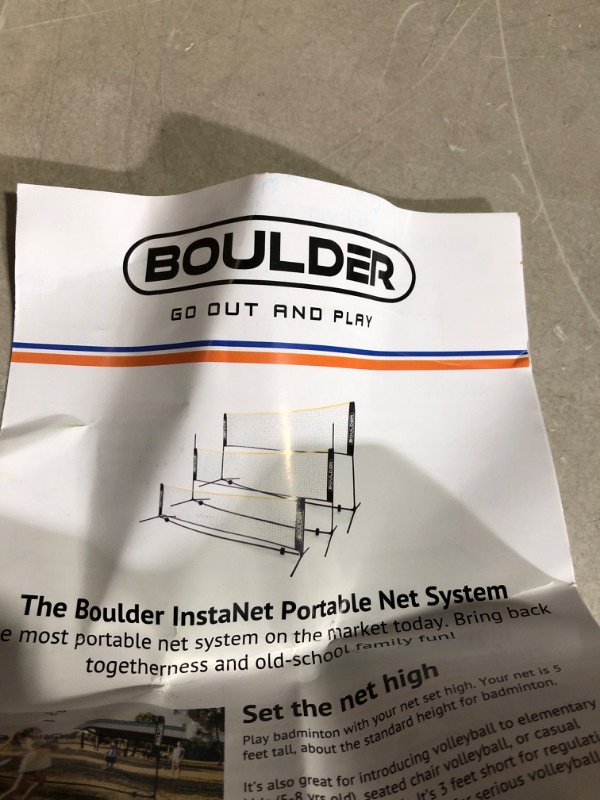 Photo 1 of ***USED - LIKELY MISSING PARTS***
Boulder Badminton Pickleball Net - Height Adjustable Portable Net for Junior Tennis, Kids 17ft Black