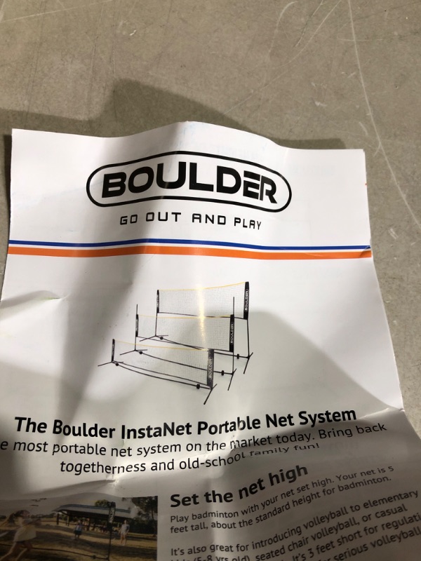 Photo 3 of ***USED - LIKELY MISSING PARTS***
Boulder Badminton Pickleball Net - Height Adjustable Portable Net for Junior Tennis, Kids 17ft Black