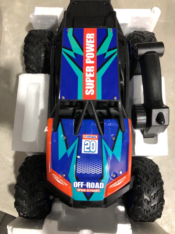 Photo 4 of DEERC DE60 Large 1:8 Scale Upgraded RC Cars Remote Control Car for Adults Boys,Off Road Monster Truck with Realistic Sound,2.4Ghz 4WD Rock Crawler Toy All Terrain Climbing,2 Batteries for 80 Min Play Classic Blue