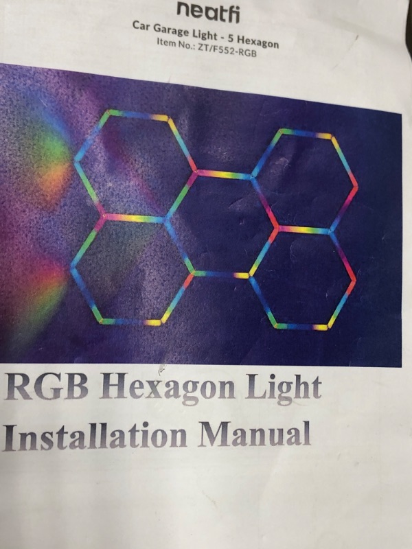 Photo 4 of Neatfi LED Car Garage Light, Ceiling Light, Shop Light for Car Detailing, Garage, Workshop and Gym (5 Hex Grids, RGB) 5 Hex Grids RGB (Red, Green, Blue)