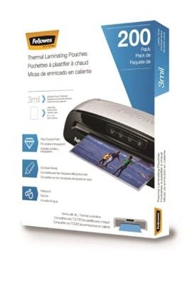 Photo 1 of Fellowes Thermal Laminating Pouches, 3mil Letter Size Sheets, 9 x 11.5, 200 Pack, Clear (5743401) 