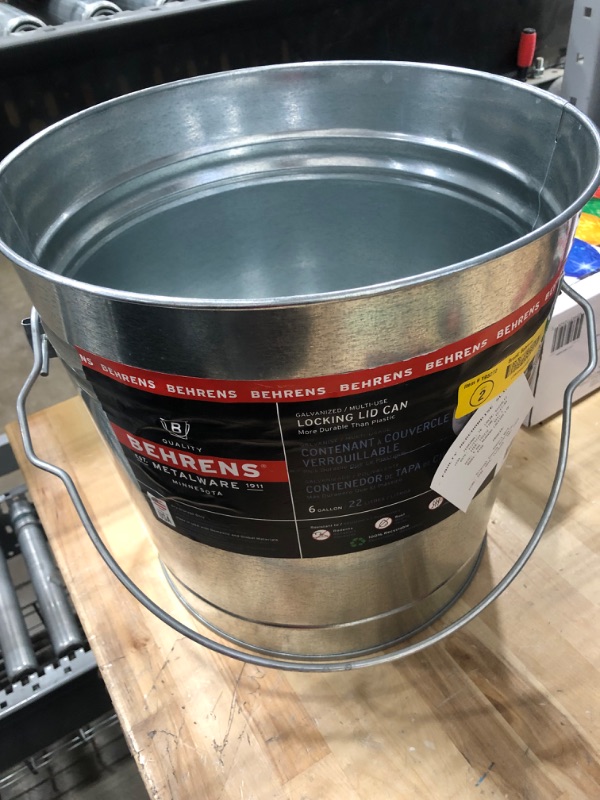 Photo 2 of *READ NOTES* Behrens 6106K Galvanized Steel Locking Lid Trash Can, 6-Gallon 6-Gallon Locking Lid