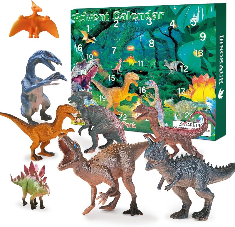 Photo 1 of Christmas Advent Calendar 2023 Realistic Dinosaur Figurine Décor Xmas 24 Days Countdown Calendar Christmas Gift For Boys and Girls