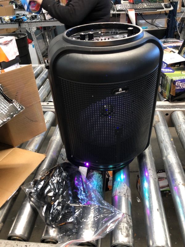 Photo 2 of Max Power PA Speaker – CH8801 Pulse 8 Bluetooth Speaker - PA System with Mic & Speaker - Portable Speaker with Rechargeable Battery, Flashing Light, Remote Control, Built-in Handle & Shoulder Strap