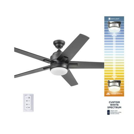 Photo 1 of ***Parts Only***Harbor Breeze Flanagan II 52-in Matte Black Color-changing Indoor Ceiling Fan with Light Remote (5-Blade)
