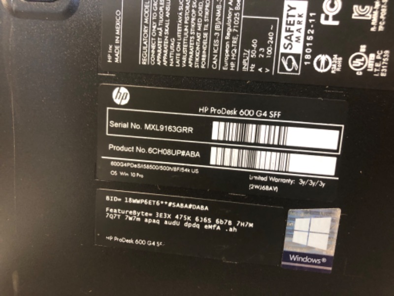 Photo 5 of Nonfunctional-** HP ProDesk 600 G4 SFF Home and Business Desktop Black (Intel i5-8500 6-Core, 16GB RAM, 512GB PCIe SSD, Intel UHD 630, 2xUSB 3.1, 2 Display Port (DP), Optical Drive, Win 10 Pro) (Renewed) 16GB RAM|512GB SSD|Win10Pro