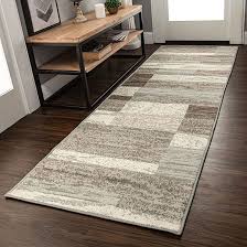 Photo 1 of 2'8' x 8' Superior Indoor Runner Rug, Jute Backed, Modern Geometric Patchwork Floor Decor for Bedroom, Office, Living Room, Entryway, Hardwood Floors, Rockwood Collection,