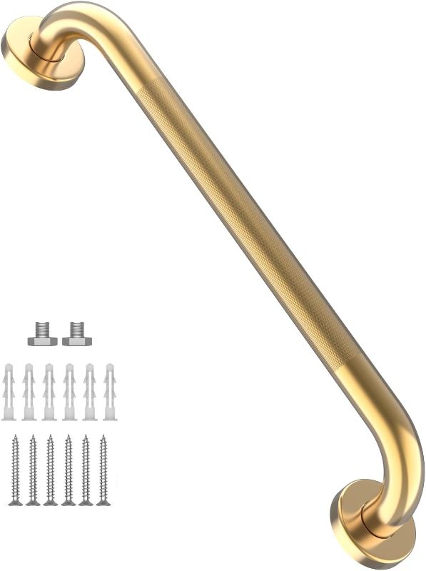 Photo 1 of 24 Inch Anti Slip Shower Grab Gold, Munzong Bathroom Grab Bar, Knurled Bathroom Balance Bar,Safety Hand Rail Support Handicap Elderly Injury Senior Assist Bath Handle
