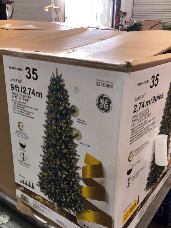 Photo 1 of 23126 - GE Just Cut® Scotch Pine, 9 ft., Color Choice® LED, 1000ct MicroBright Lights, Multi/Warm White
