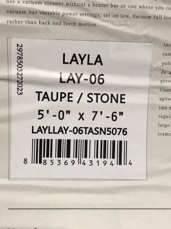 Photo 3 of ***USED - DIRTY - NO PACKAGING***
Loloi II Layla Collection LAY-06 Taupe / Stone, Traditional 5'-0" x 7'-6" Area Rug Taupe / Stone 5'-0" x 7'-6"