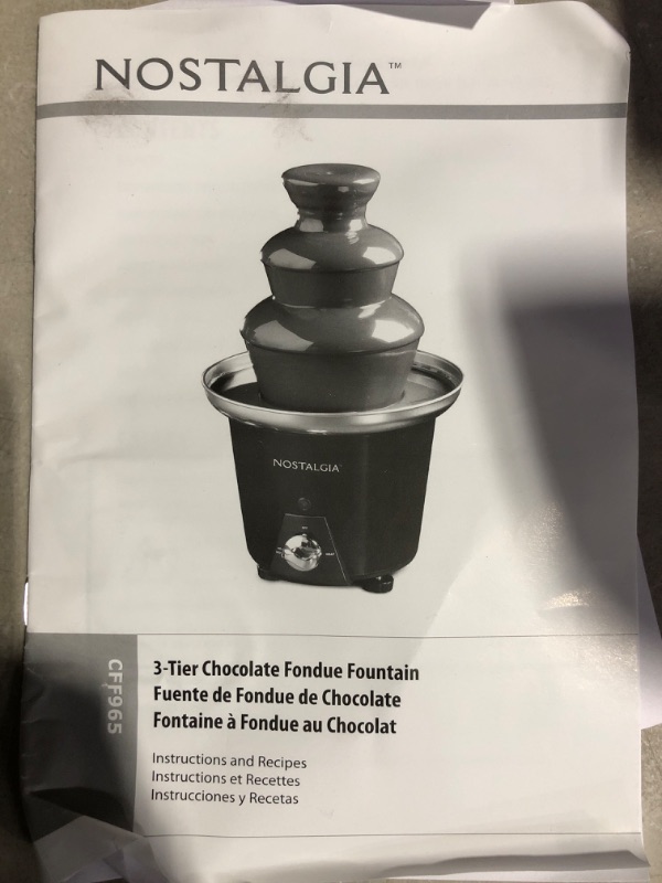 Photo 5 of * used * see all images * 
Nostalgia Electric Chocolate Fondue Fountain, 24-Ounce, 3-Tier Set, Fountain Machine for Cheese
