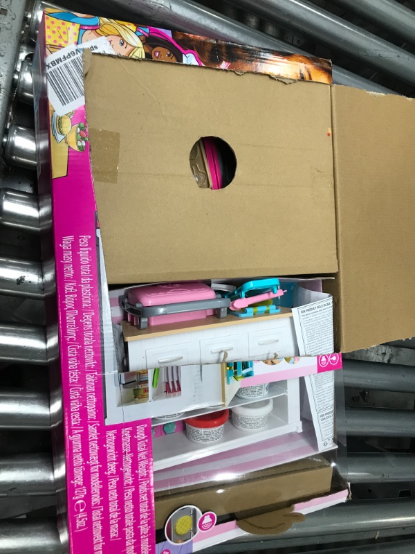 Photo 1 of Barbie Kitchen Playset with Doll, Lights & Sounds, Food Molds, 5 Dough Colors and 20+ Accessories Frustration Free