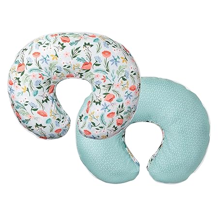 Photo 1 of Boppy Nursing Pillow Original Support, Mint Flower Shower, Ergonomic Nursing Essentials for Bottle and Breastfeeding, Firm Fiber Fill, with Removable Nursing Pillow Cover, Machine Washable
