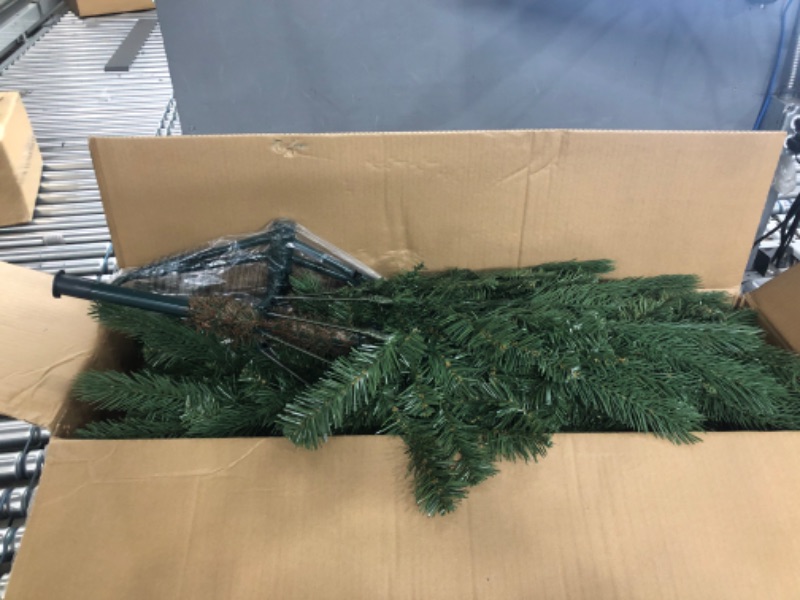 Photo 2 of 7FT Christmas Tree?Realistic Artificial Fir Pine Trees Suitable for Decorating Classrooms? Offices?and Family Xmas Party Decoration?Easy to Assemble Holiday Christmas Tree with Sturdy Metal Stand Green 7FT