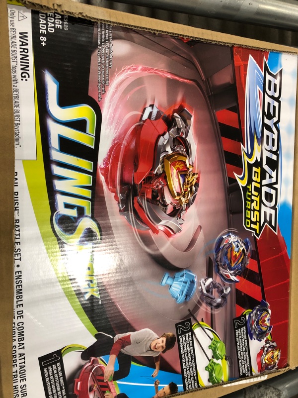 Photo 2 of BEYBLADE Burst Turbo Slingshock Rail Rush Battle Set - Complete Set Burst Beystadium, Battling Tops, and Launchers (Amazon Exclusive)