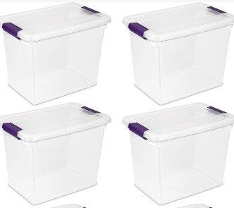 Photo 1 of **NONREFUNDABLE**FOR PARTS OR REPAIR**SEE NOTES**
Sterilite Large Clip Box, Stackable Small Storage Bin with Latching Lid, Plastic Container to Organize Paper, Office, Clear Base and Lid, 4-Pack
