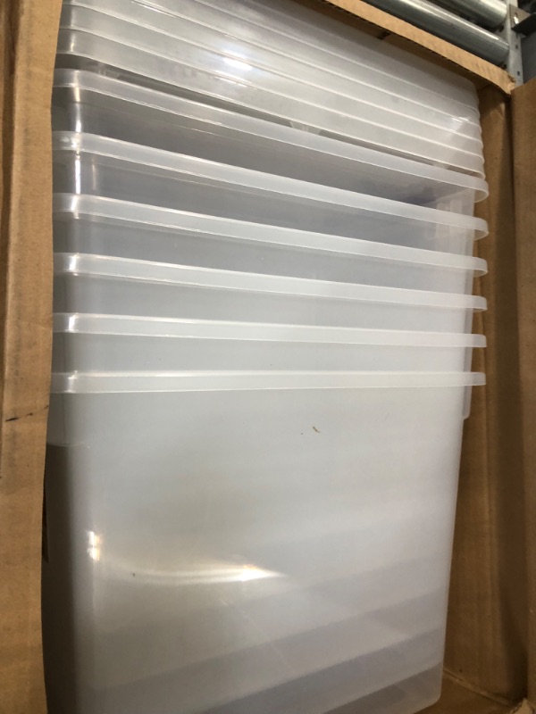 Photo 2 of **NONREFUNDABLE**FOR PARTS OR REPAIR**SEE NOTES**
Sterilite Large Clip Box, Stackable Small Storage Bin with Latching Lid, Plastic Container to Organize Paper, Office, Clear Base and Lid, 4-Pack
