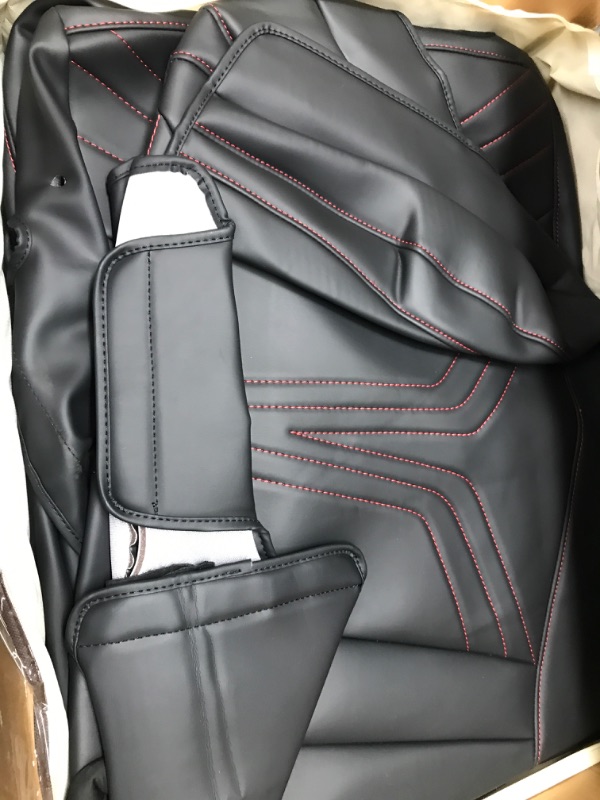 Photo 1 of FREESOO Tesla Model Y Seat Covers 2023 2022 2021 2020 Leather Car Seat Cover Full Set Slip-on Accessories Black Red Model Y Black Red