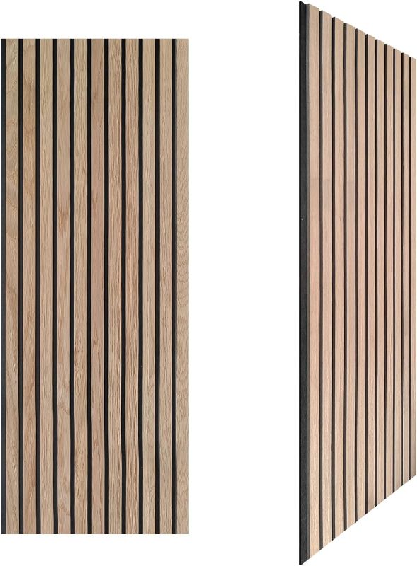 Photo 1 of 3D Slat Wood Wall Panels Acoustic Panels for Interior Wall Decor Natural Oak | Wood Slat for Wall | Soundproof | 42.5” x 17” Each | Set of 2 Wood Panels for Walls
