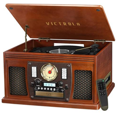 Photo 1 of Victrola Navigator 8-in-1 Classic Bluetooth Record Player with USB Encoding and 3-Speed Turntable Bundle