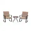 Photo 1 of 3-Piece Metal Outdoor Bistro Rocking Set with Sand Cushion
