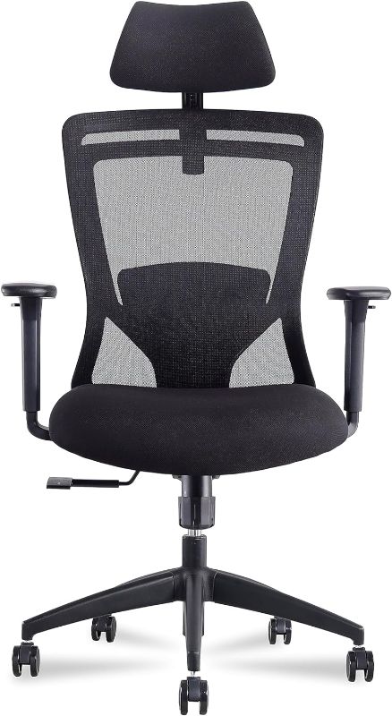 Photo 1 of ZUERST Ergonomic Office Chair - High Back Desk Chair with Adjustable 4D Lumbar Support, 5D Adiustable Headrest and Armrest, High Resilience Cushion - 135°Rocking Mesh Computer Chai
