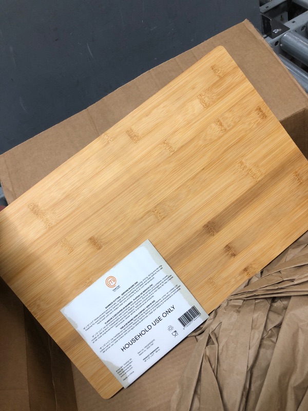 Photo 3 of MasterChef Bamboo Cutting Board with Juice Groove, Wooden Butcher Block Countertop, Large Chopping Board Wood 18" x 12", Reversible for Serving Charcuterie & Cheese etc, Natural, Organic & Food Safe