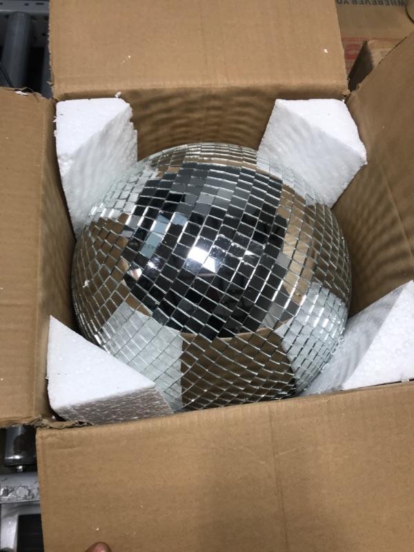 Photo 2 of 12" Mirror Disco Ball - Large Fun Silver Hanging Party Mirror Decor Ball - Big Hanging Ball Decor for DJ Club Stage Bar Party Wedding Christmas Holiday Decoration 12 inches
