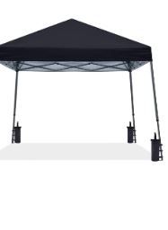 Photo 1 of ABCCANOPY Stable Pop up Outdoor Canopy Tent, Black & COSCO Deluxe 6 Foot x 30 inch Fold-in-Half Blow Molded Folding Table, Black