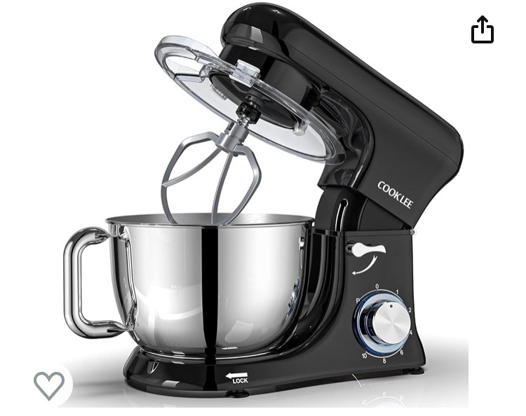 Photo 1 of All-Metal COOKLEE Stand Mixer,6.5Qt Kitchen Electric Mixer with Dishwasher-Safe Dough Hooks, Flat Beaters, Whisk & Pouring Shield Attachments for Most Home Cooks, Bright Black